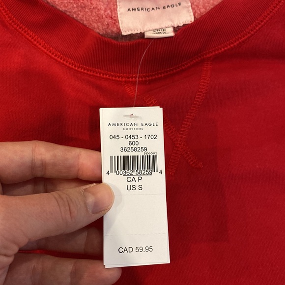 NWT American Eagle | Balloon Sleeve Crewneck Red | Size Small - Picture 7 of 9